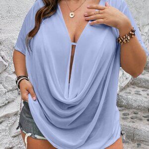 Plus Draped Front Batwing Sleeve Tee
